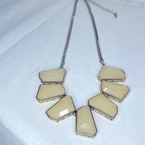Large cream stone necklace with gold chain